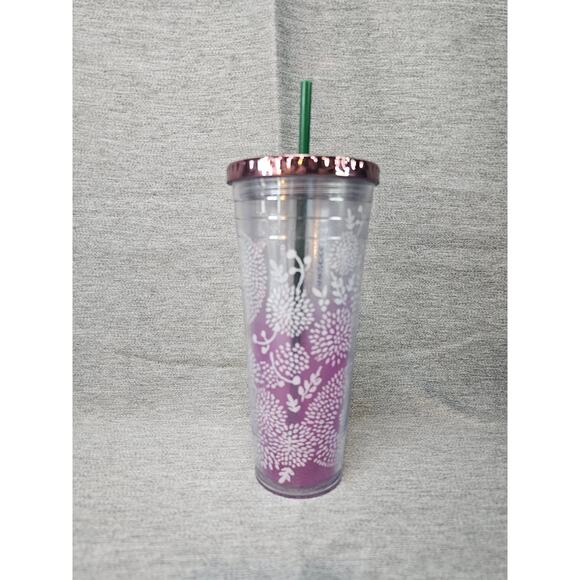 STARBUCKS COFFEE 2013 DANDELION BLOSSOM PURPLE- Tumbler Cold Cup Venti 24 oz - Picture 2 of 5